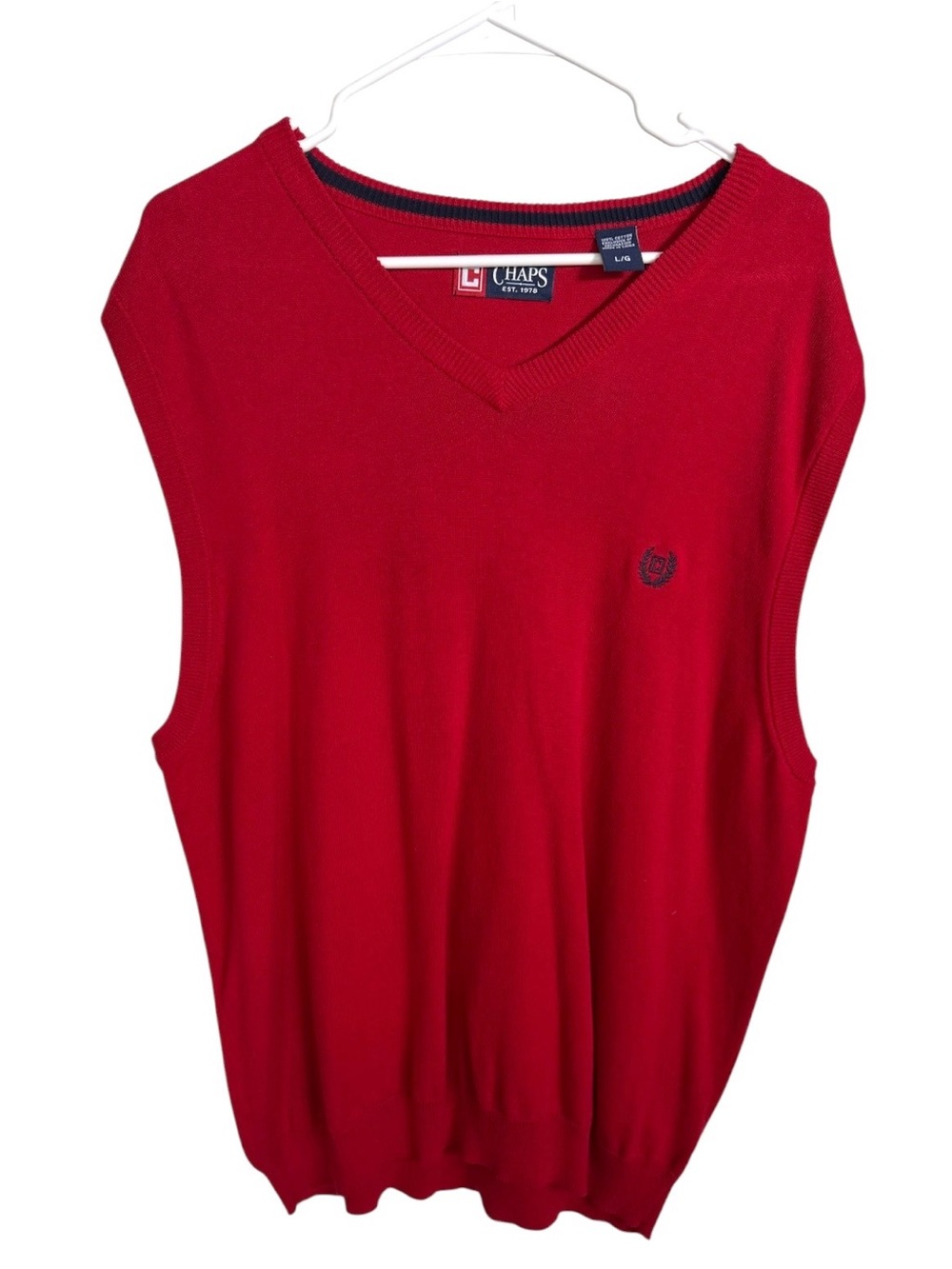 Chaps Red V-Neck Sleeveless Sweater Vest
